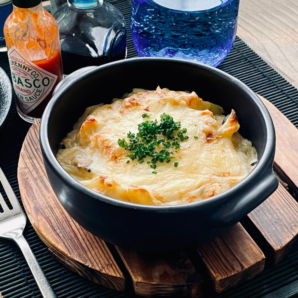 鶏肉としめじの豆乳グラタン