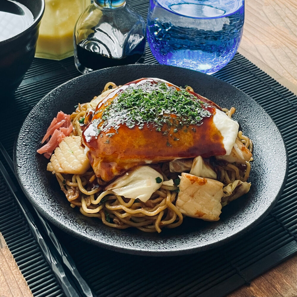 イカとキャベツのソース焼きそば