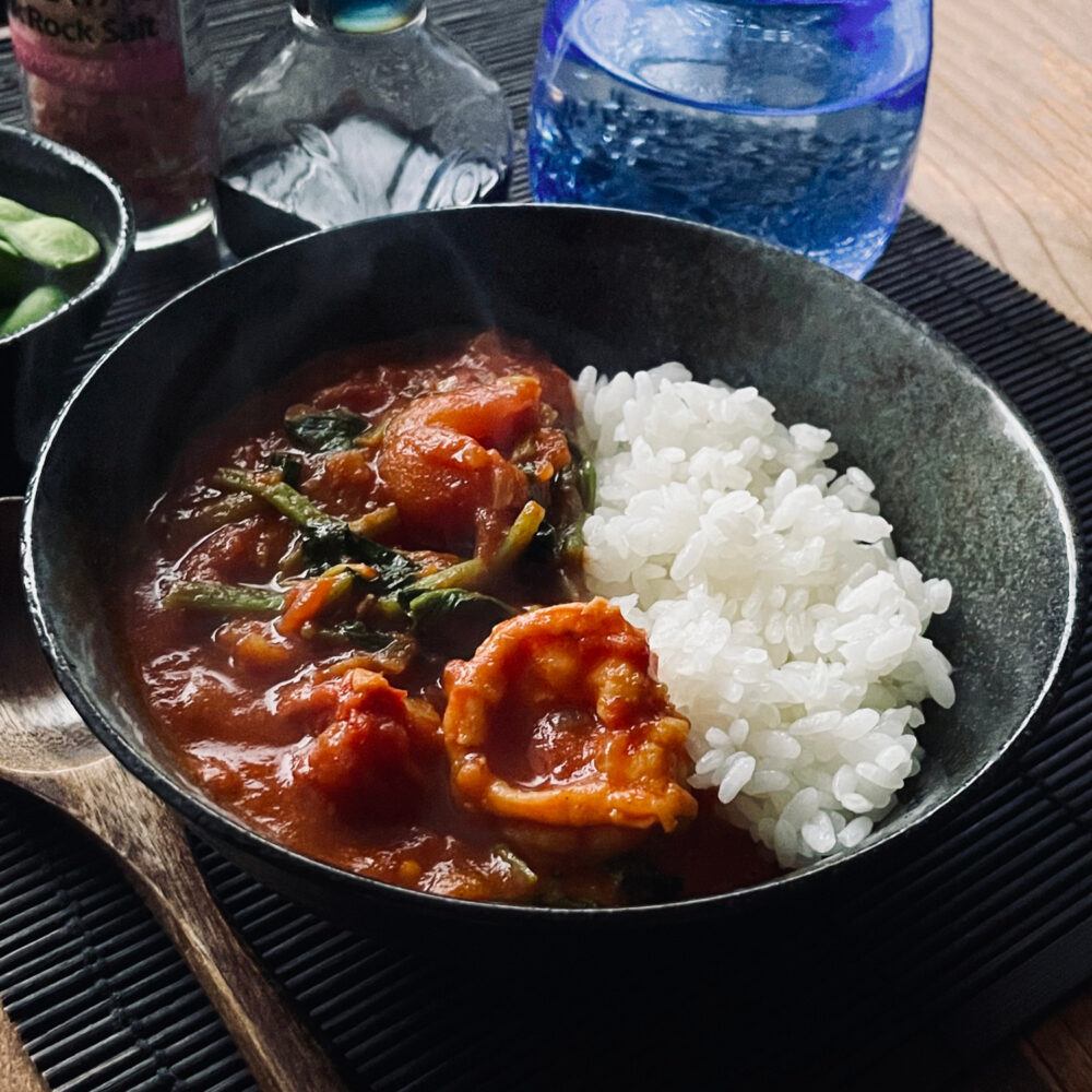 海老とほうれん草のトマトカレー