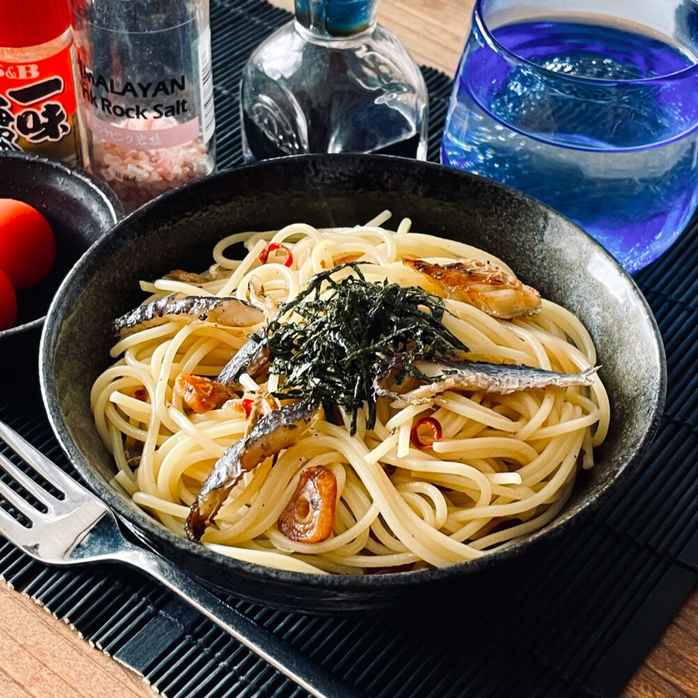 焼きあごのペペロンチーノ