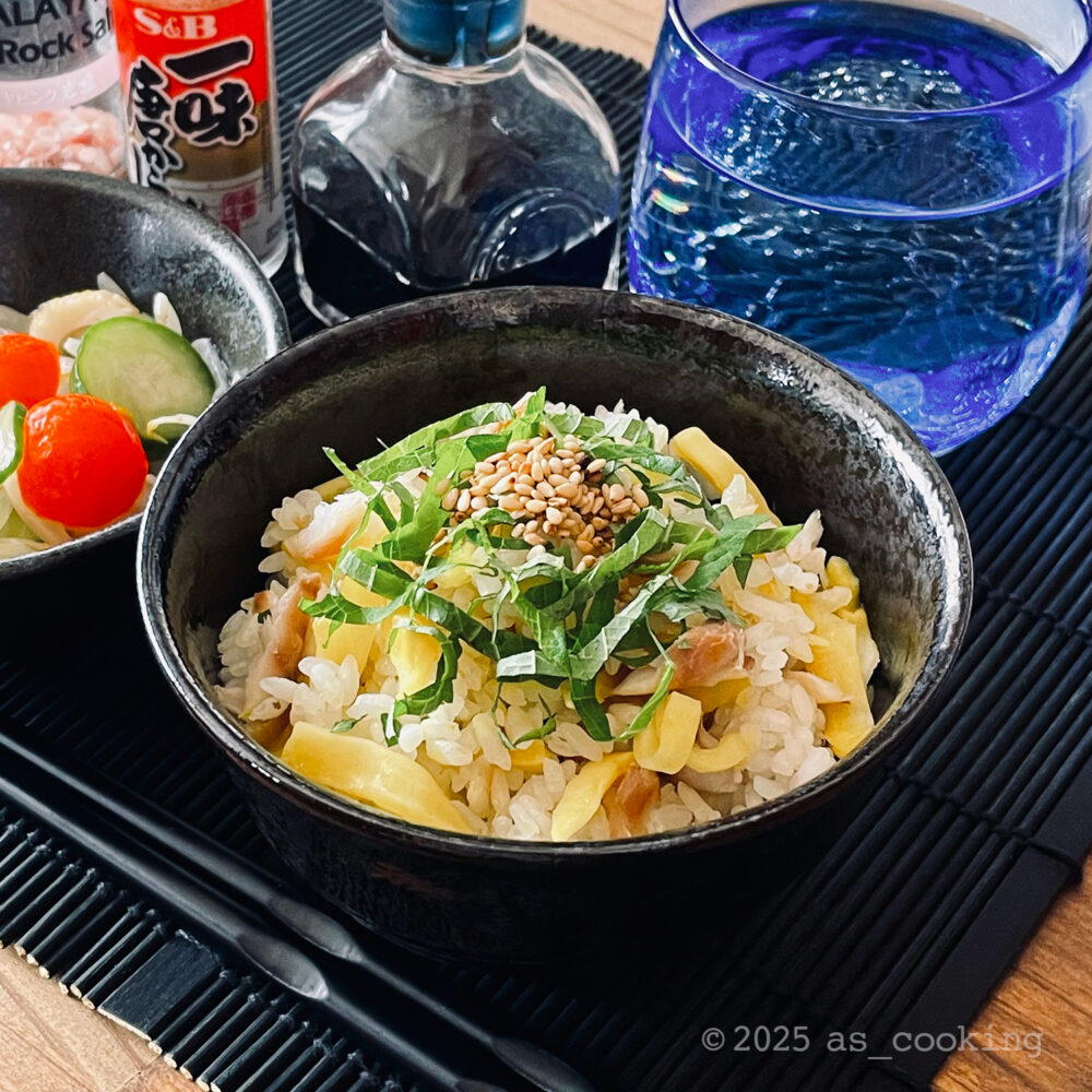 アジの干物とたくあんの混ぜご飯