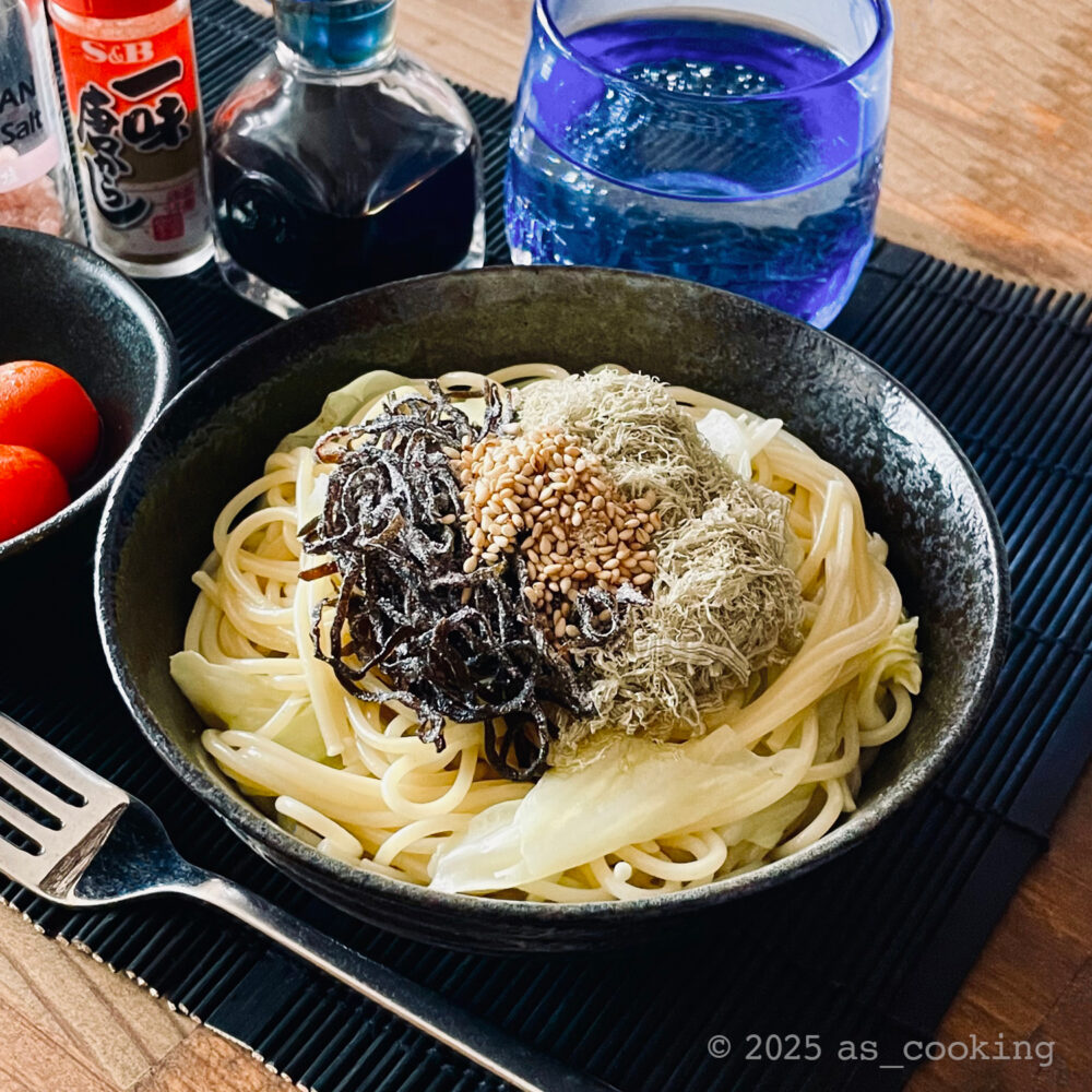 キャベツと昆布のうま塩パスタ
