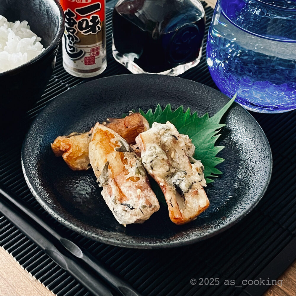 竹輪の梅ちりめん揚げ