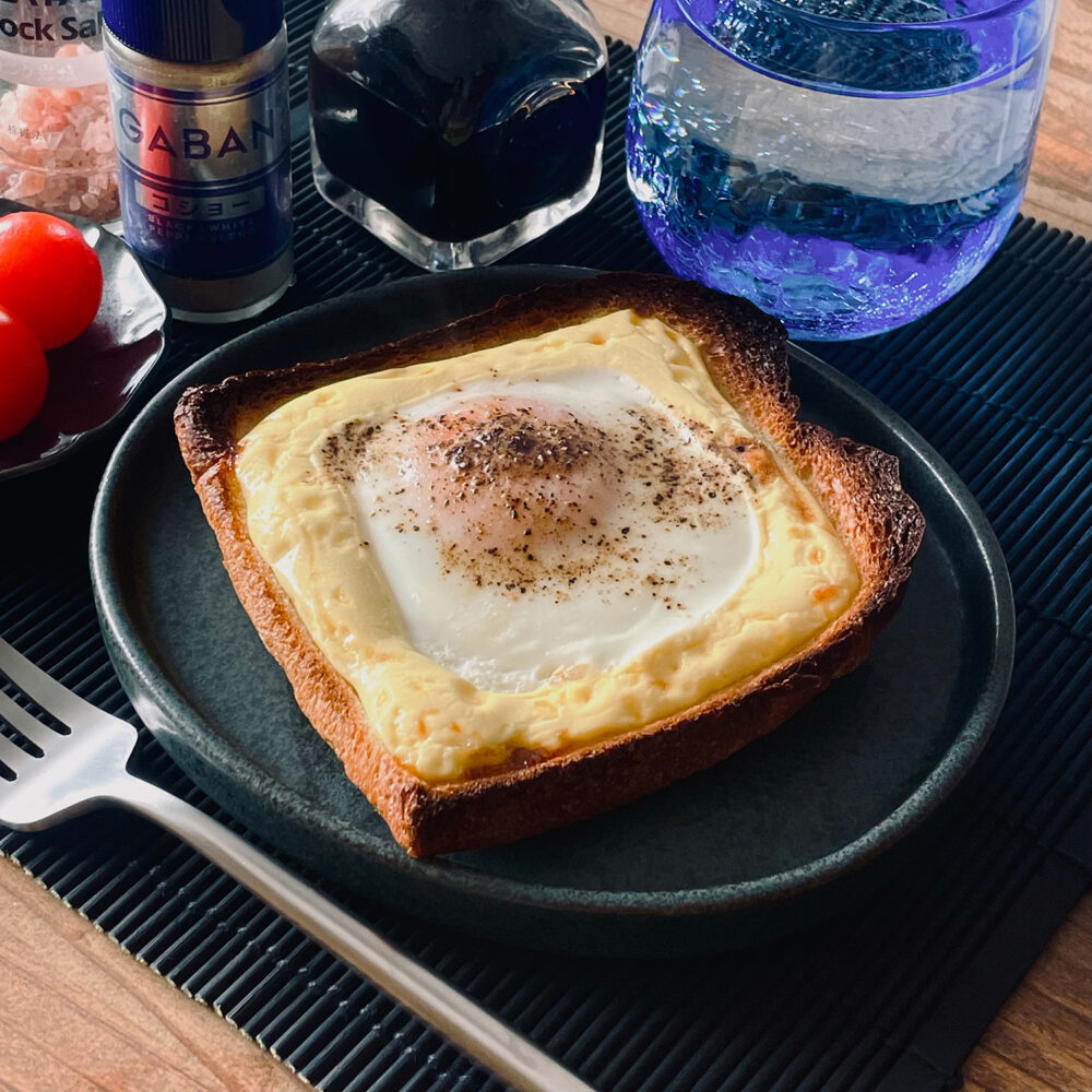 パンの耳の目玉焼きトースト完成写真