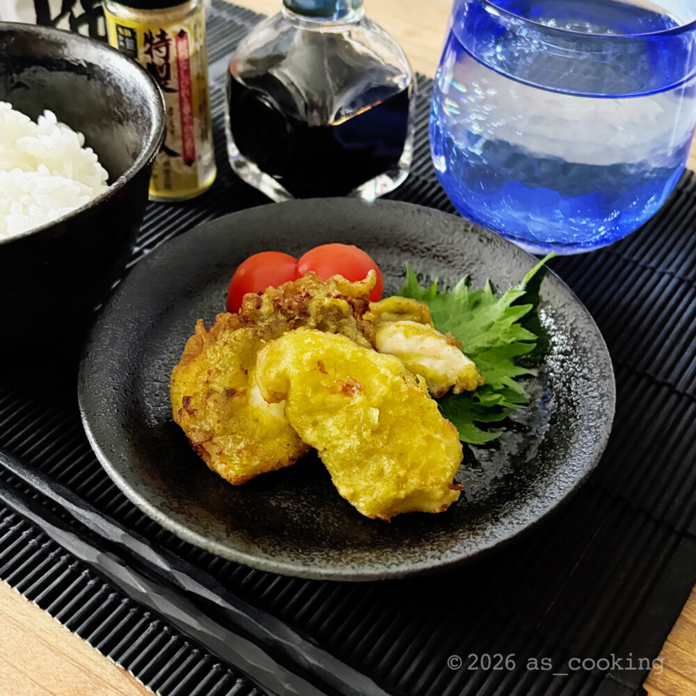 完成したいかの若葉揚げ