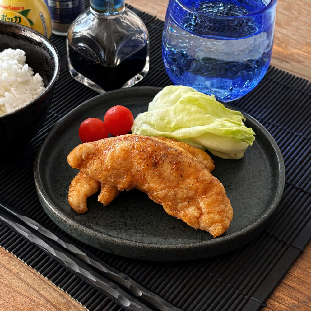 完成したささみのから揚げレモンソース