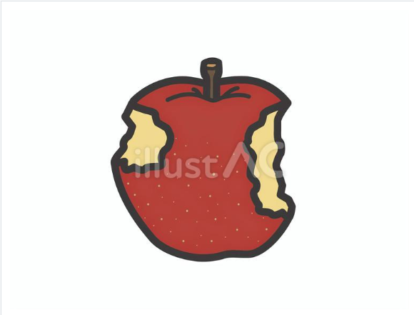 両側をかじった赤いりんごの無料イラスト素材（シンプルでかわいいデザイン）