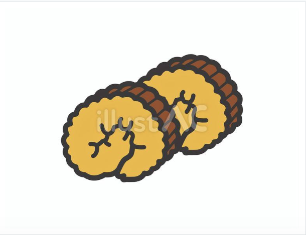 伊達巻を２切れ並べた無料イラスト素材（おせち料理・シンプルでかわいいデザイン）