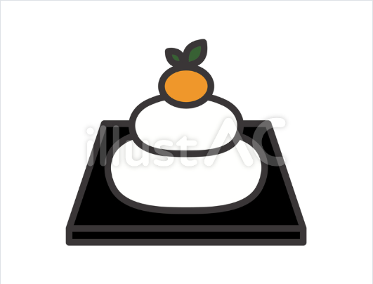 台付きのシンプルな鏡餅のイラスト