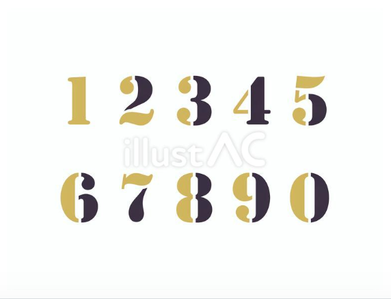 ツートーンカラーで描かれた数字イラストセット