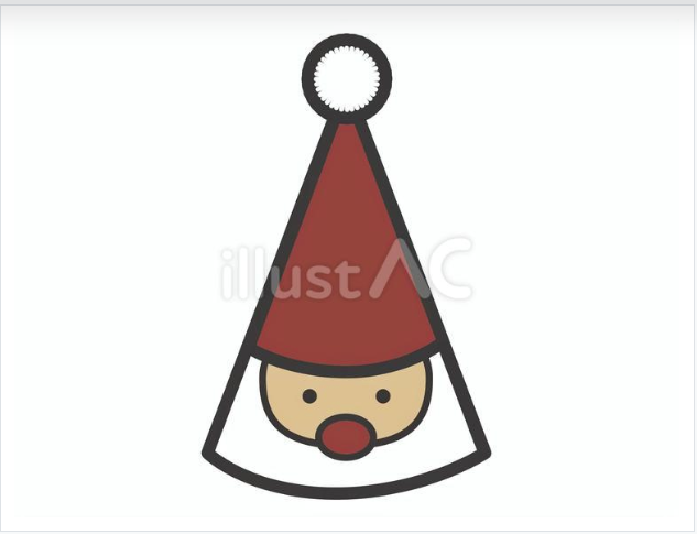 サンタクロースの顔がついたパーティーハットのイラスト