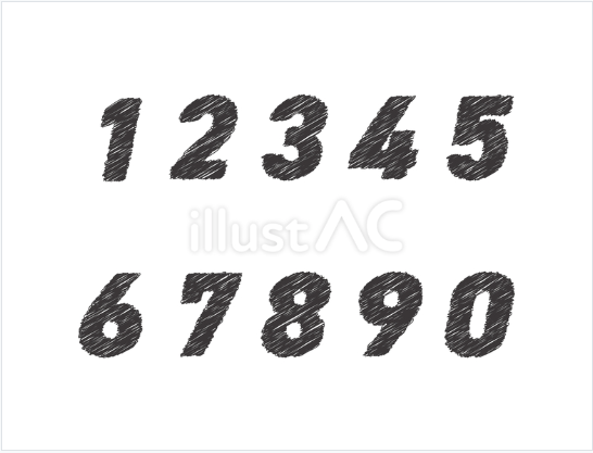 手書き風で描いた数字のイラストセット