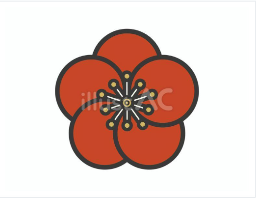 和風テイストで描いた梅の花のイラスト