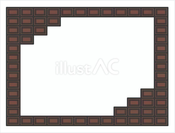 板チョコレートをモチーフにした長方形フレームのイラスト