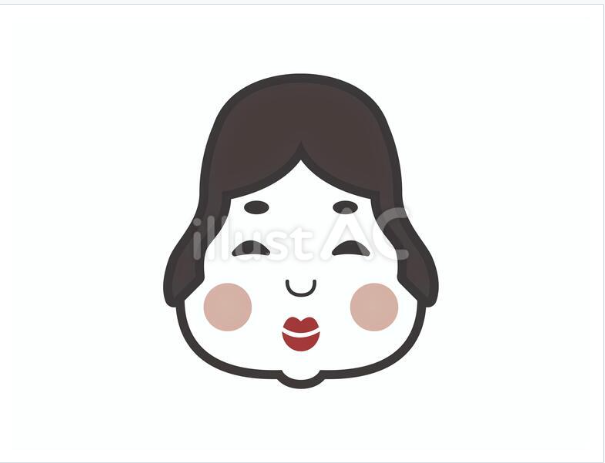 シンプルなタッチで描いたおかめのイラスト