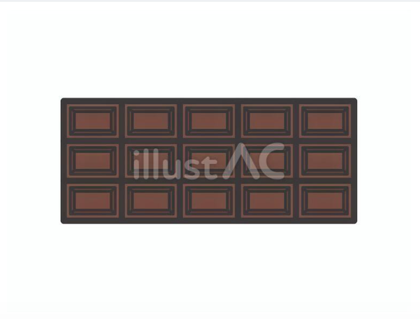 1枚の板チョコレートのイラスト