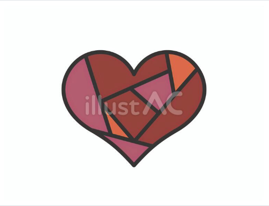 ステンドグラス風デザインのハートのイラスト