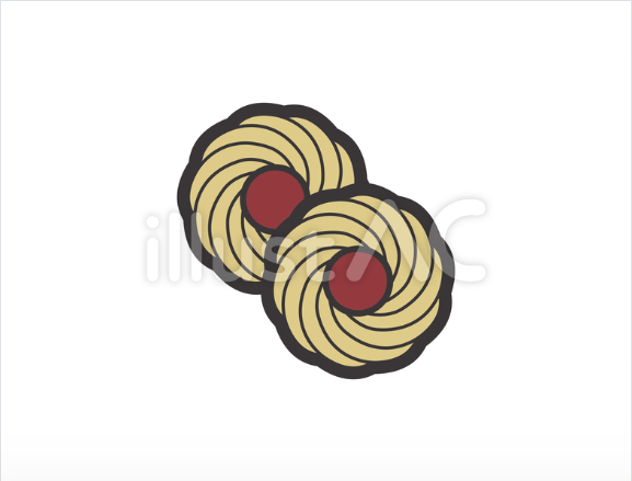 絞り出しクッキーを2枚描いたイラスト
