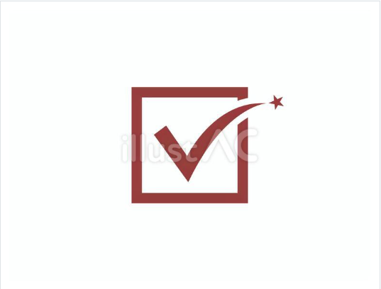 四角フレームに星付きのチェックマークアイコン