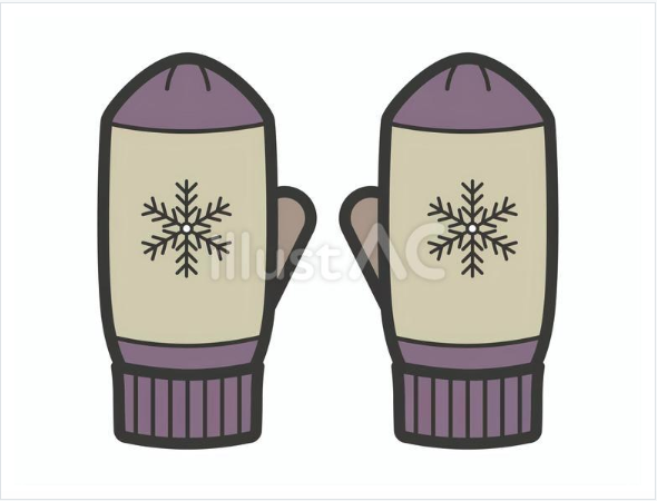 雪の結晶模様が入ったミトン手袋のイラスト