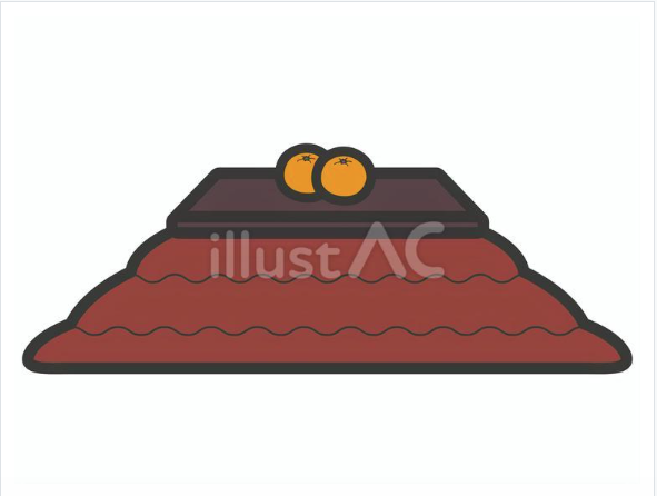 みかんがのったこたつのイラスト