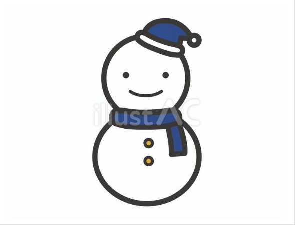 帽子とマフラーをつけた雪だるまのイラスト