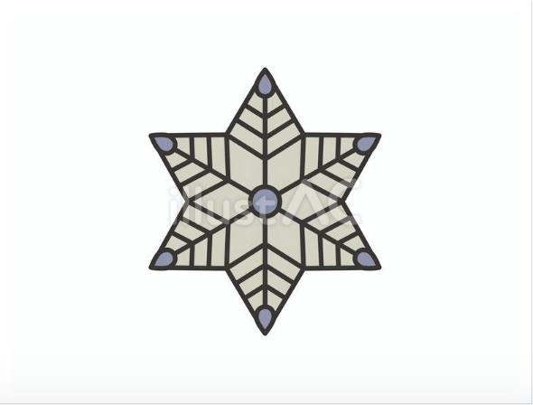 和柄風にデザインされたシンプルな雪の結晶のイラスト