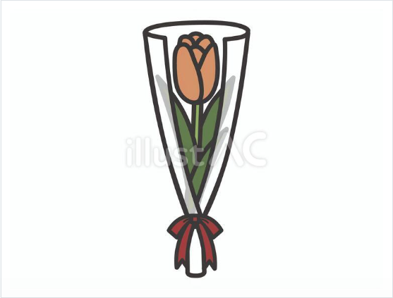 チューリップの一輪ブーケのイラスト