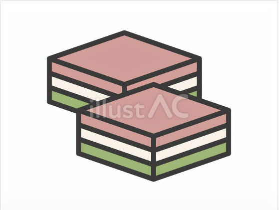 菱餅を2個描いたイラスト