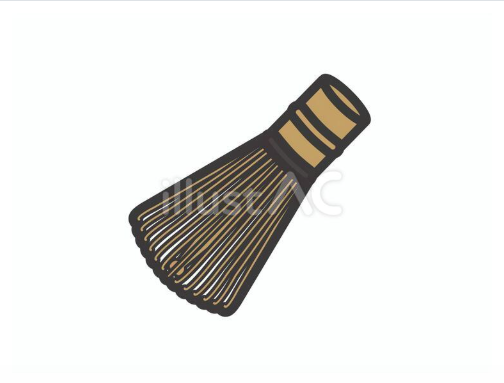 斜め下を向いた茶筅のシンプルなイラスト