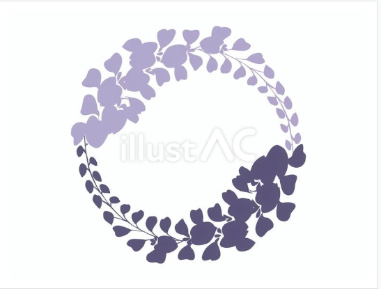 上品で落ち着いた和の趣を感じる藤の花の植物フレーム素材