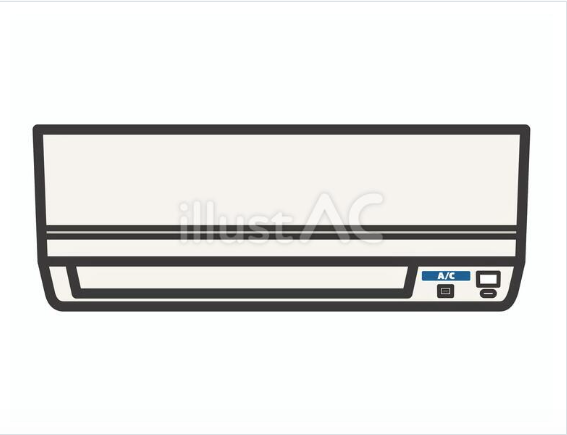 正面から見た家庭用エアコンのシンプルなイラスト