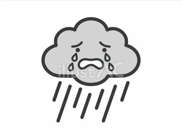 大雨警報や雨の日の図解に使える大泣きする雨雲キャラクターの無料イラスト素材