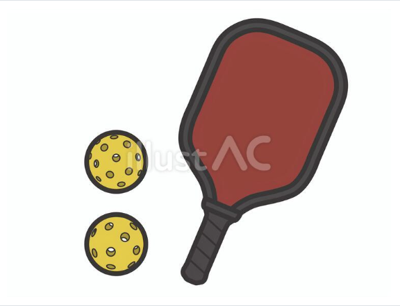 トレンドスポーツの解説や体験会図解に使えるピックルボールのパドルと穴あきボールの無料イラスト素材セット